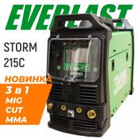 EVERLAST Storm 215C Сварочный полуавтомат (220В, 10-200A, MIG/MMA/CUT, сварка алюминия, LCD дисплей, функция PowerSET, 30 кг) 4EV215C