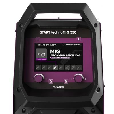 START technoMIG 350 Cварочный полуавтомат (380, 10-300A, MIG/TIG/MMA, синергетика, большой LCD дисплей, вес 47 кг) 2W350T